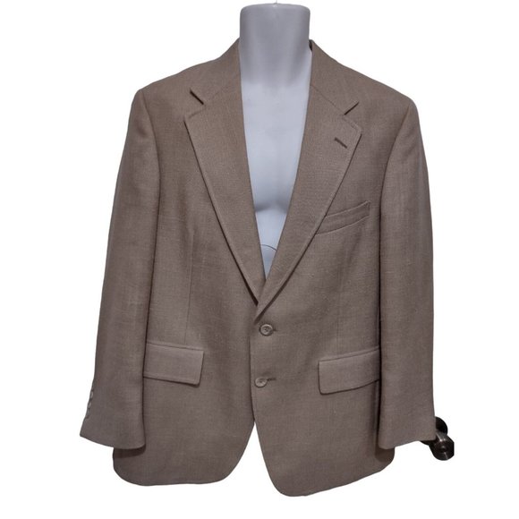 Vintage Ralph Lauren Chaps Tan Sports Suit Jacket Blazer 42 Short Union Made - Picture 1 of 11